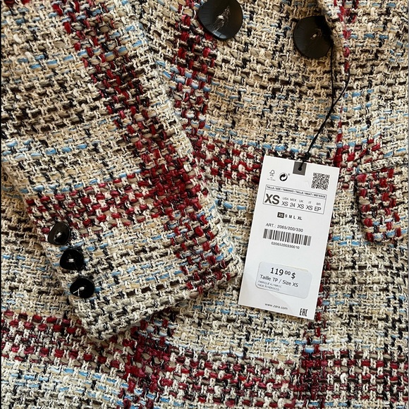 NWT GORGEOUS ZARA DOUBLE BREASTED BLAZER XS - Picture 6 of 7